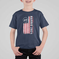 Harris 2024 T Shirt For Kid Betsy Ross Flag 47th President Star - Wonder Print Shop