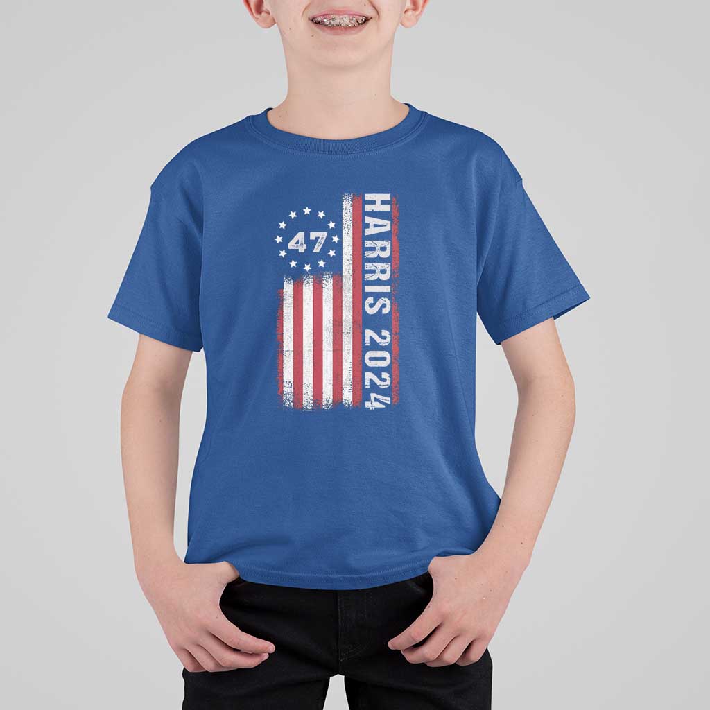 Harris 2024 T Shirt For Kid Betsy Ross Flag 47th President Star - Wonder Print Shop