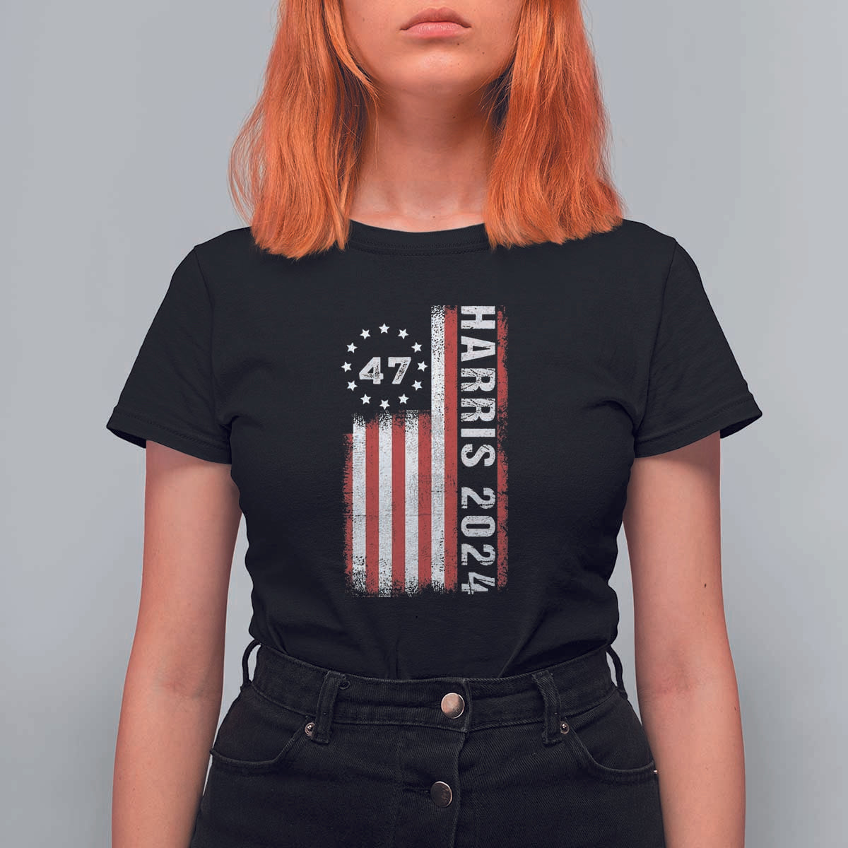 Harris 2024 T Shirt For Women Betsy Ross Flag 47th President Star - Wonder Print Shop