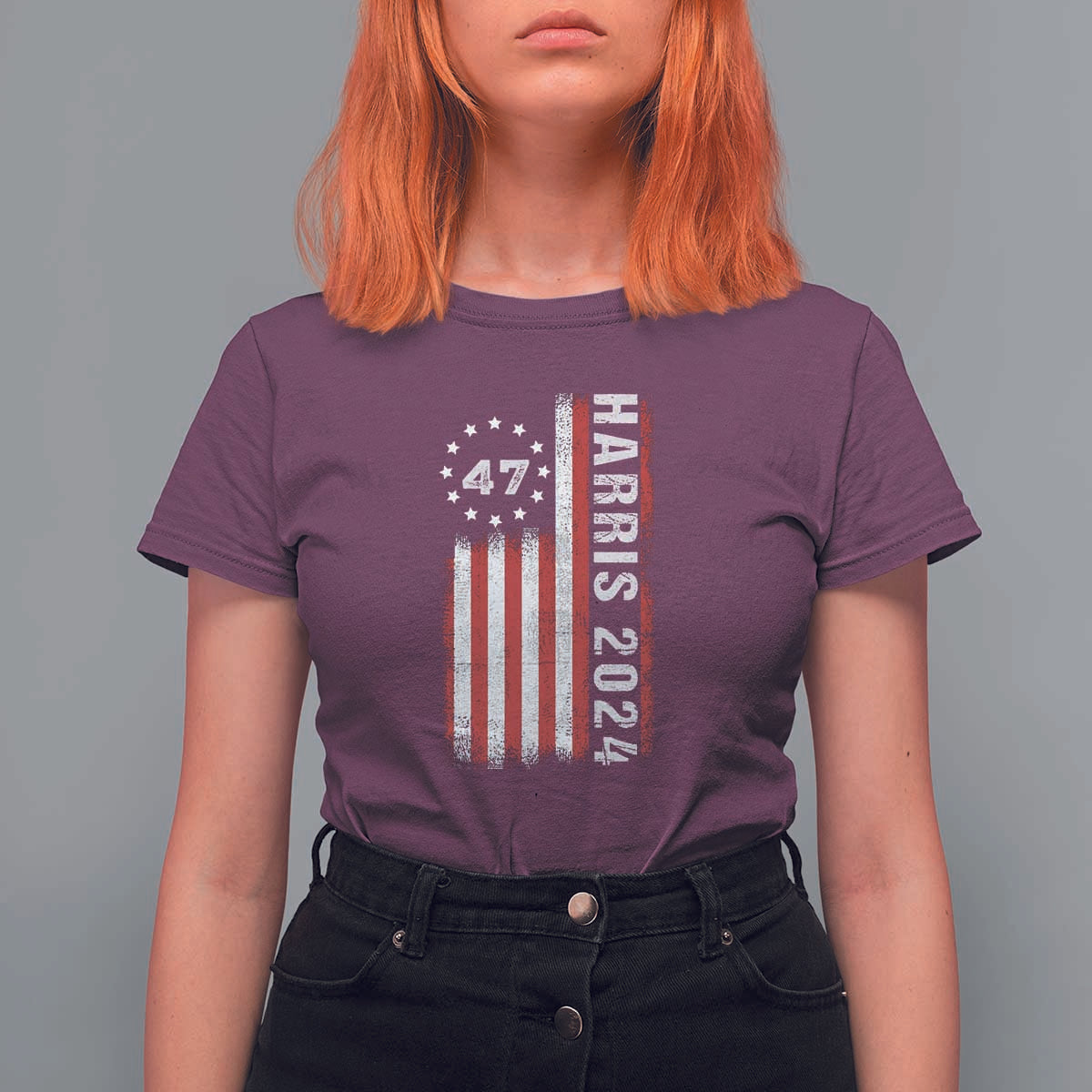 Harris 2024 T Shirt For Women Betsy Ross Flag 47th President Star - Wonder Print Shop