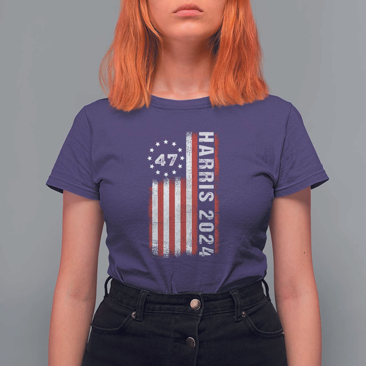 Harris 2024 T Shirt For Women Betsy Ross Flag 47th President Star - Wonder Print Shop