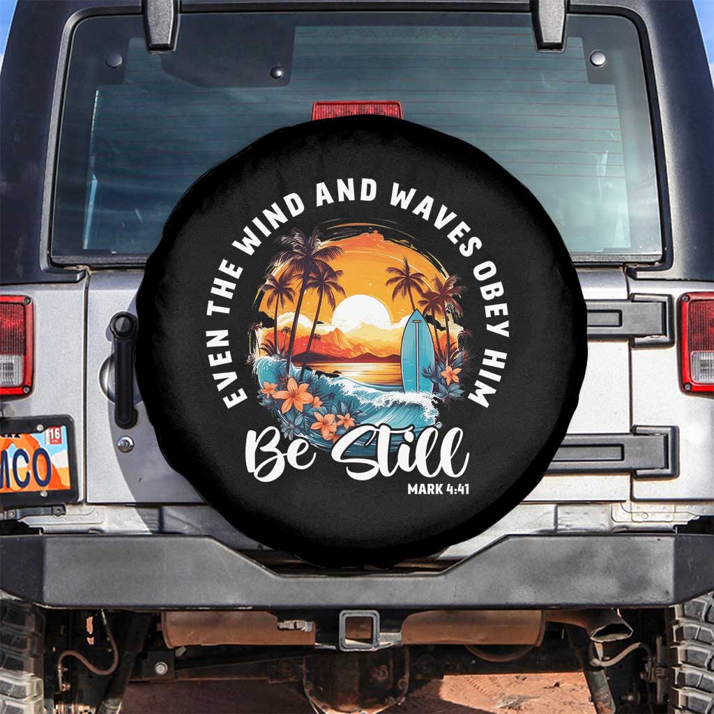 Even The Wind And Waves Obey Him Be Still Spare Tire Cover Christian Bible Verse Summer Vacation - Wonder Print Shop