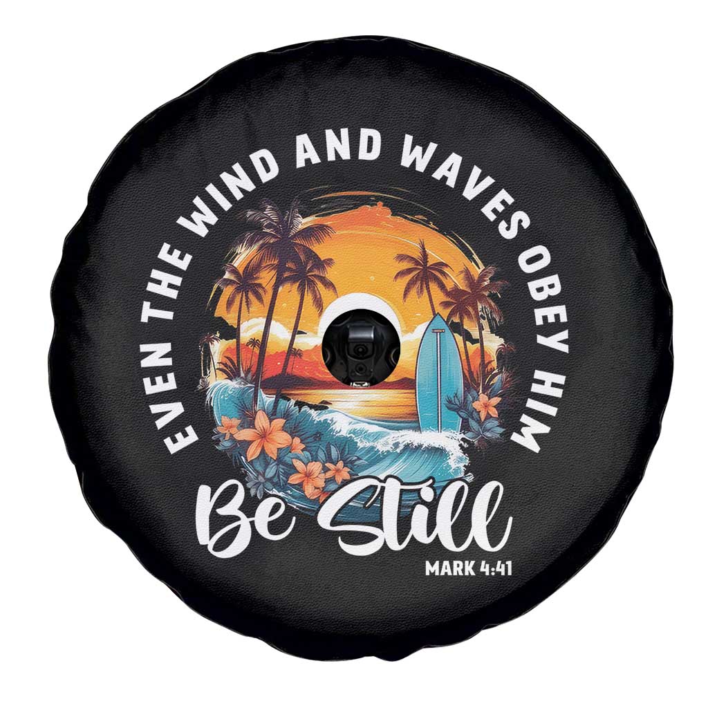 Even The Wind And Waves Obey Him Be Still Spare Tire Cover Christian Bible Verse Summer Vacation - Wonder Print Shop