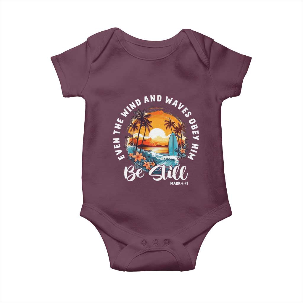 Even The Wind And Waves Obey Him Be Still Baby Onesie Christian Bible Verse - Wonder Print Shop