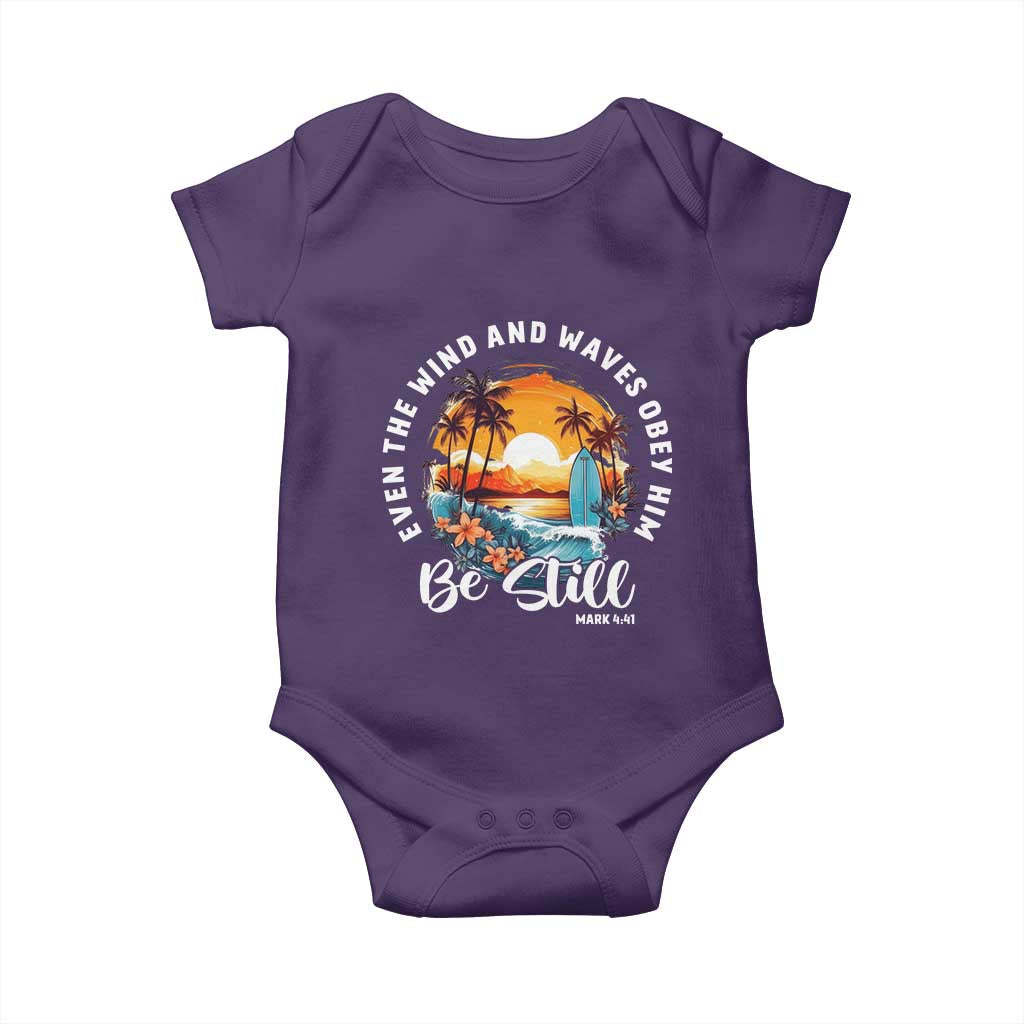 Even The Wind And Waves Obey Him Be Still Baby Onesie Christian Bible Verse - Wonder Print Shop