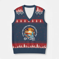 Even The Wind And Waves Obey Him Be Still V-Neck Knit Sweater Vest Christian Bible Verse Summer Vacation - Wonder Print Shop