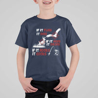 Funny Fishing Hunting T Shirt For Kid If It Flies It Dies If It Hops It Drops If It Hooks It Cooks - Wonder Print Shop