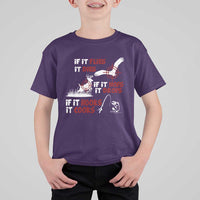 Funny Fishing Hunting T Shirt For Kid If It Flies It Dies If It Hops It Drops If It Hooks It Cooks - Wonder Print Shop