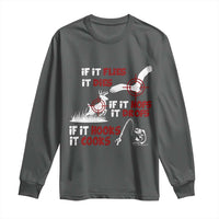 Funny Fishing Hunting Long Sleeve Shirt If It Flies It Dies If It Hops It Drops If It Hooks It Cooks - Wonder Print Shop