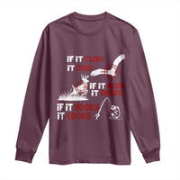 Funny Fishing Hunting Long Sleeve Shirt If It Flies It Dies If It Hops It Drops If It Hooks It Cooks - Wonder Print Shop