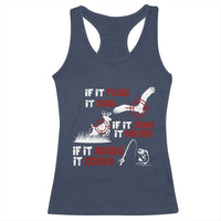 Funny Fishing Hunting Racerback Tank Top If It Flies It Dies If It Hops It Drops If It Hooks It Cooks - Wonder Print Shop