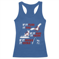 Funny Fishing Hunting Racerback Tank Top If It Flies It Dies If It Hops It Drops If It Hooks It Cooks - Wonder Print Shop