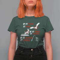 Funny Fishing Hunting T Shirt For Women If It Flies It Dies If It Hops It Drops If It Hooks It Cooks - Wonder Print Shop