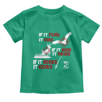Funny Fishing Hunting Toddler T Shirt If It Flies It Dies If It Hops It Drops If It Hooks It Cooks - Wonder Print Shop