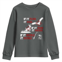 Funny Fishing Hunting Youth Sweatshirt If It Flies It Dies If It Hops It Drops If It Hooks It Cooks - Wonder Print Shop