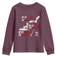 Funny Fishing Hunting Youth Sweatshirt If It Flies It Dies If It Hops It Drops If It Hooks It Cooks - Wonder Print Shop