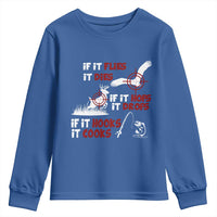 Funny Fishing Hunting Youth Sweatshirt If It Flies It Dies If It Hops It Drops If It Hooks It Cooks - Wonder Print Shop