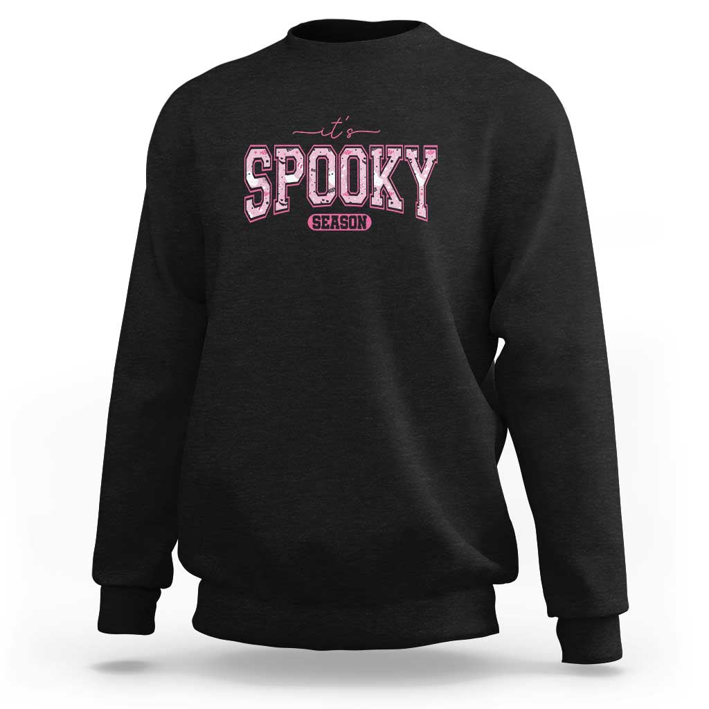 Funny Halloween Sweatshirt It's Spooky Season Pink Pumpkin Cute Cat - Wonder Print Shop