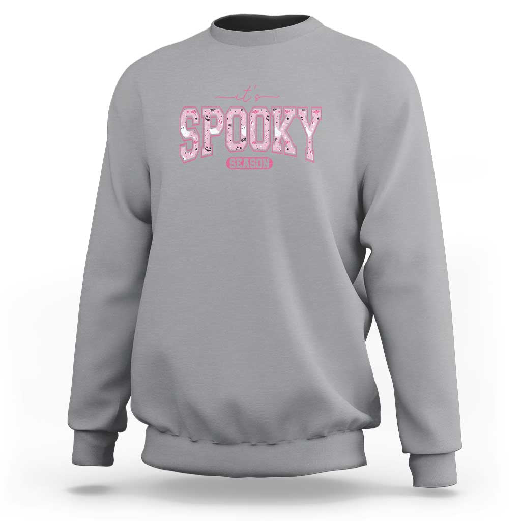 Funny Halloween Sweatshirt It's Spooky Season Pink Pumpkin Cute Cat - Wonder Print Shop