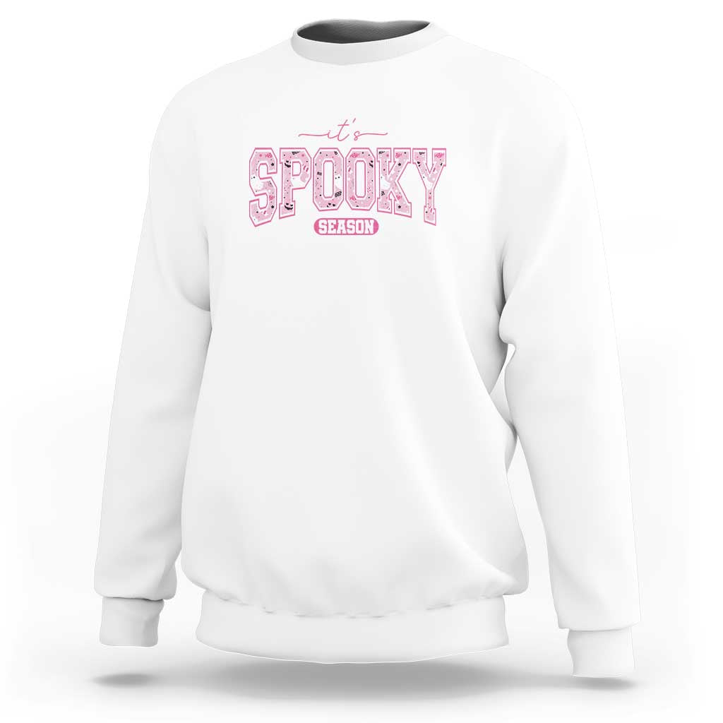 Funny Halloween Sweatshirt It's Spooky Season Pink Pumpkin Cute Cat - Wonder Print Shop