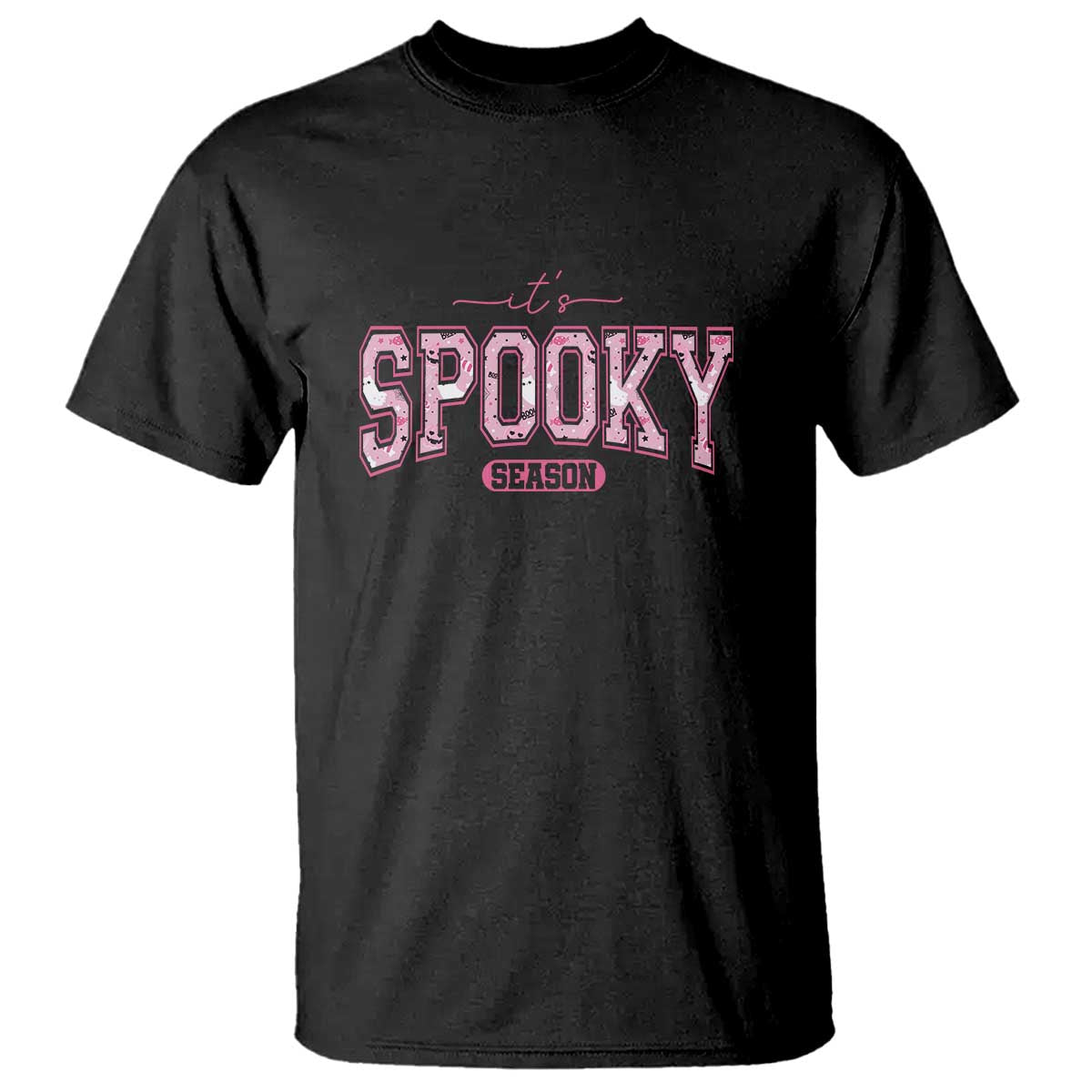 Funny Halloween T Shirt It's Spooky Season Pink Pumpkin Cute Cat - Wonder Print Shop