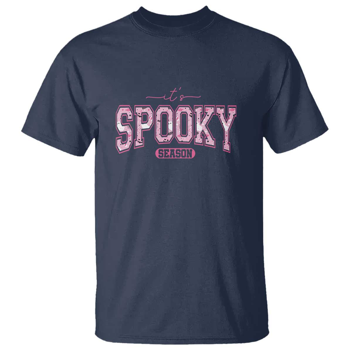 Funny Halloween T Shirt It's Spooky Season Pink Pumpkin Cute Cat - Wonder Print Shop