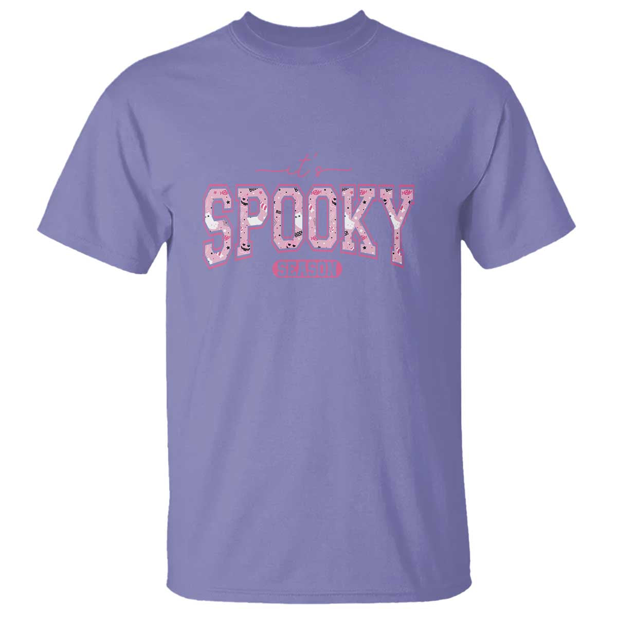 Funny Halloween T Shirt It's Spooky Season Pink Pumpkin Cute Cat - Wonder Print Shop