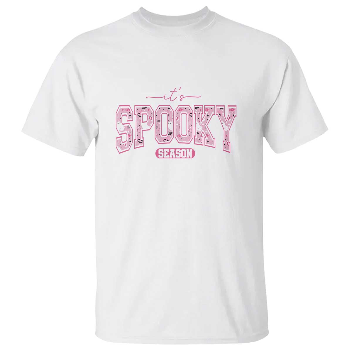 Funny Halloween T Shirt It's Spooky Season Pink Pumpkin Cute Cat - Wonder Print Shop