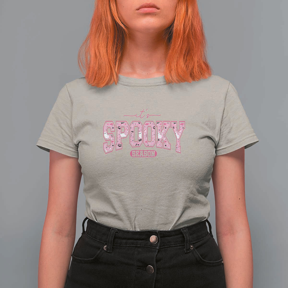 Funny Halloween T Shirt For Women It's Spooky Season Pink Pumpkin Cute Cat - Wonder Print Shop