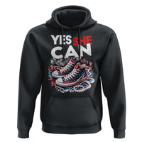 Harris 2024 Hoodie Yes She Can Chucks And Pearls American Flag - Wonder Print Shop