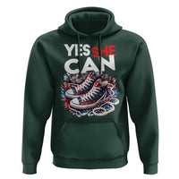 Harris 2024 Hoodie Yes She Can Chucks And Pearls American Flag - Wonder Print Shop