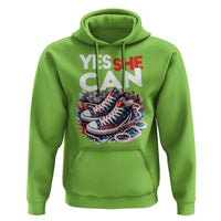 Harris 2024 Hoodie Yes She Can Chucks And Pearls American Flag - Wonder Print Shop