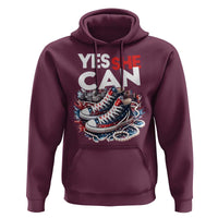 Harris 2024 Hoodie Yes She Can Chucks And Pearls American Flag - Wonder Print Shop