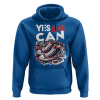 Harris 2024 Hoodie Yes She Can Chucks And Pearls American Flag - Wonder Print Shop
