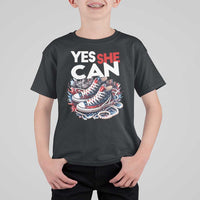 Harris 2024 T Shirt For Kid Yes She Can Chucks And Pearls American Flag - Wonder Print Shop