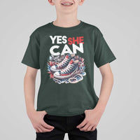 Harris 2024 T Shirt For Kid Yes She Can Chucks And Pearls American Flag - Wonder Print Shop
