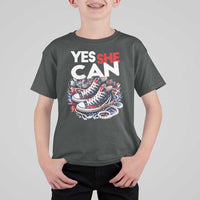 Harris 2024 T Shirt For Kid Yes She Can Chucks And Pearls American Flag - Wonder Print Shop
