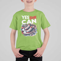 Harris 2024 T Shirt For Kid Yes She Can Chucks And Pearls American Flag - Wonder Print Shop
