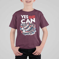 Harris 2024 T Shirt For Kid Yes She Can Chucks And Pearls American Flag - Wonder Print Shop