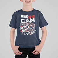 Harris 2024 T Shirt For Kid Yes She Can Chucks And Pearls American Flag - Wonder Print Shop