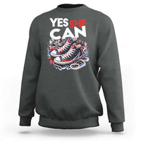 Harris 2024 Sweatshirt Yes She Can Chucks And Pearls American Flag - Wonder Print Shop