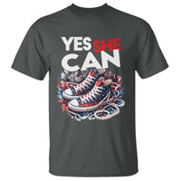Harris 2024 T Shirt Yes She Can Chucks And Pearls American Flag - Wonder Print Shop