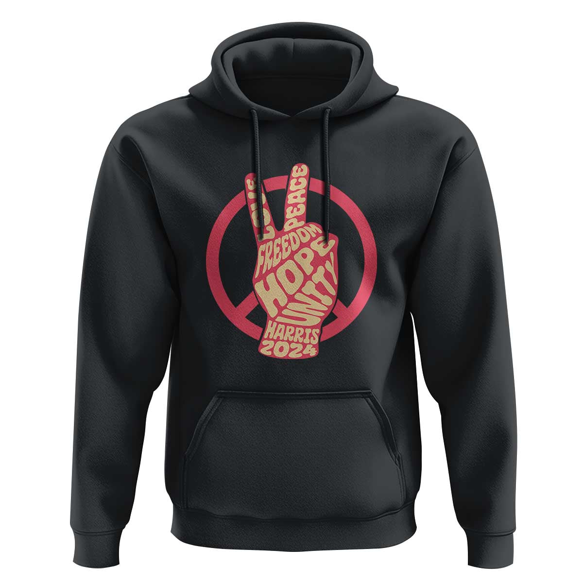 Harris 2024 Hoodie Love Peace Freedom Hope Unity Peace Sign - Wonder Print Shop
