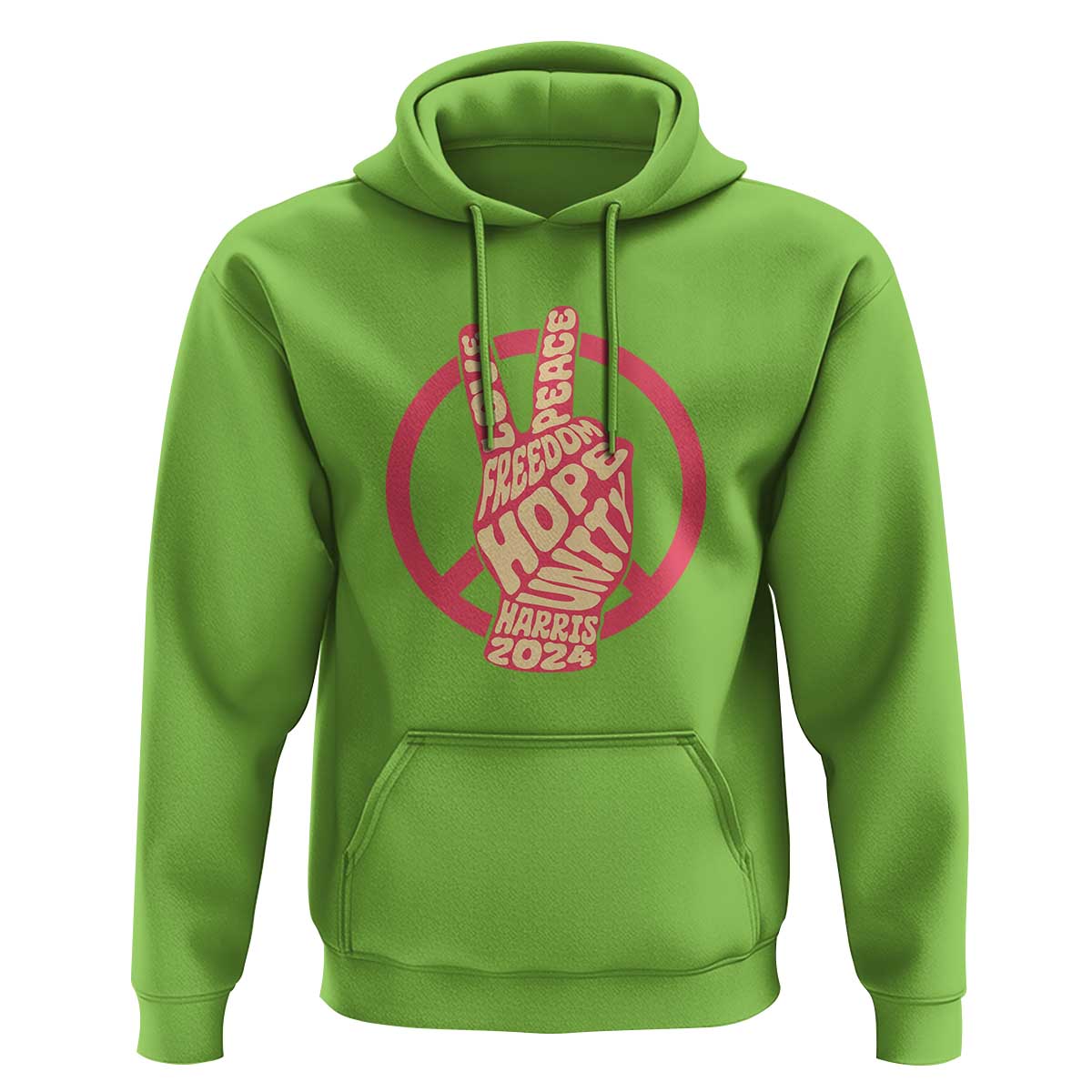 Harris 2024 Hoodie Love Peace Freedom Hope Unity Peace Sign - Wonder Print Shop
