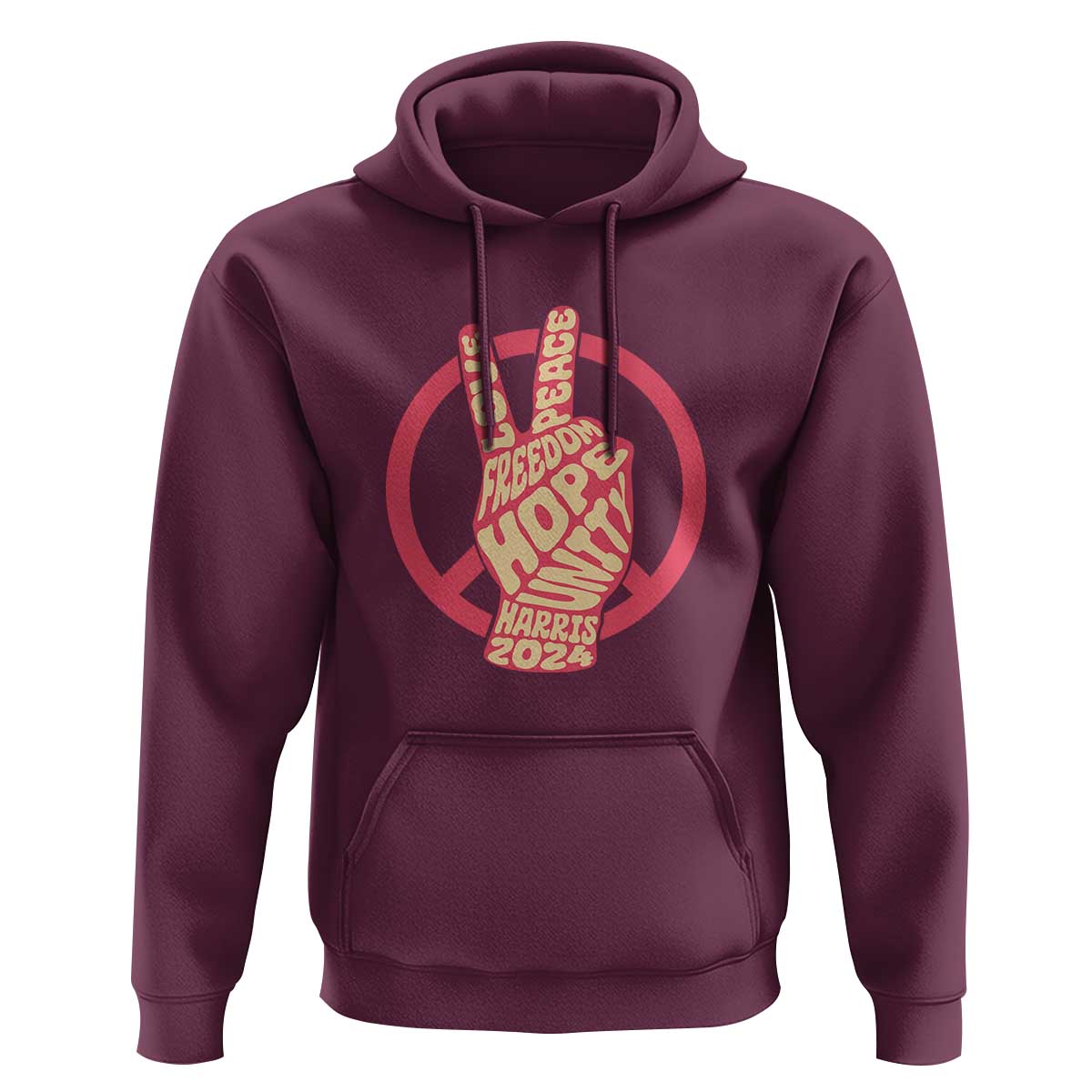 Harris 2024 Hoodie Love Peace Freedom Hope Unity Peace Sign - Wonder Print Shop