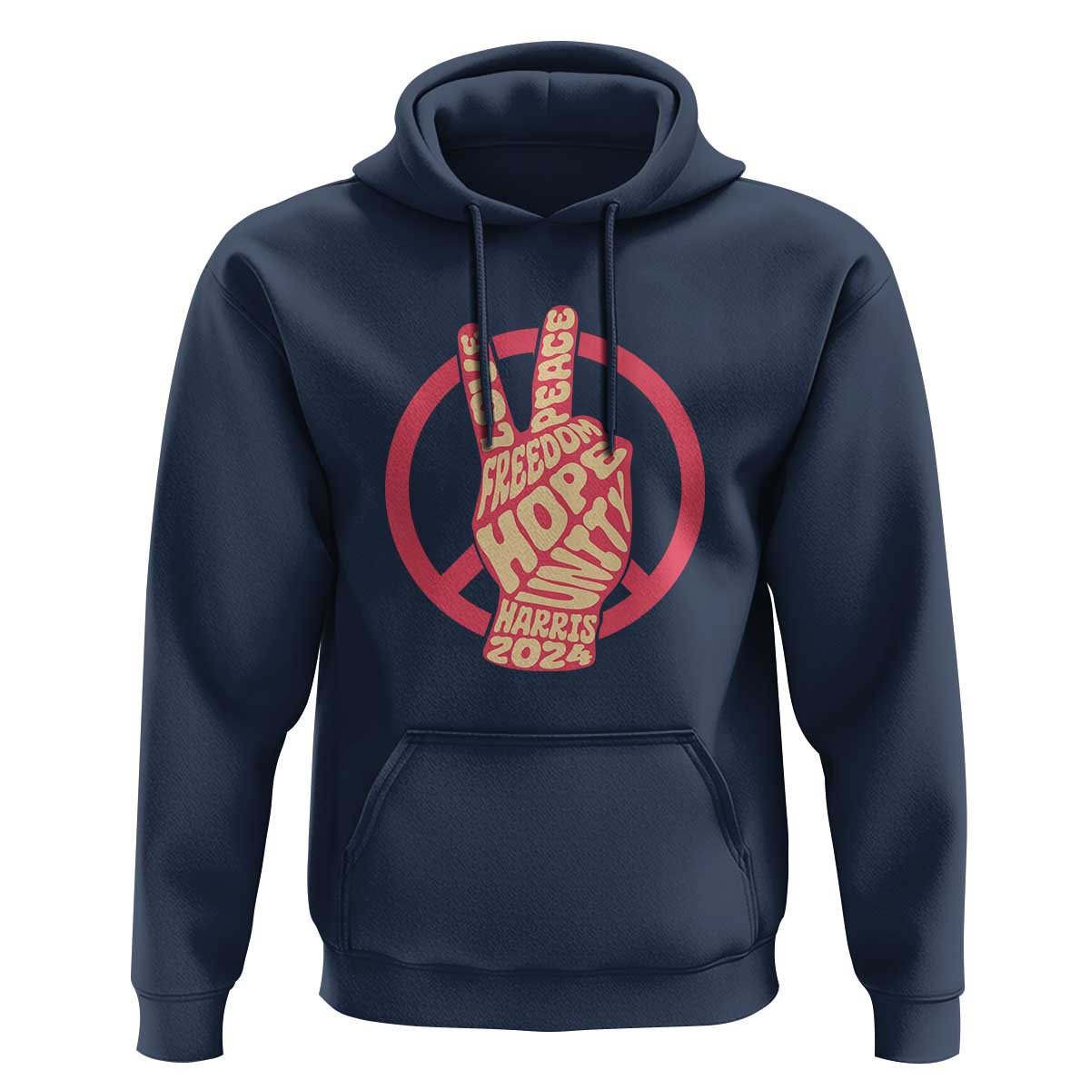 Harris 2024 Hoodie Love Peace Freedom Hope Unity Peace Sign - Wonder Print Shop