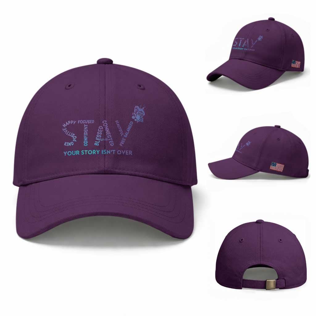 Suicide Prevention Awareness Baseball Cap Stay Your Story Isn't Over Butterfly Semicolon