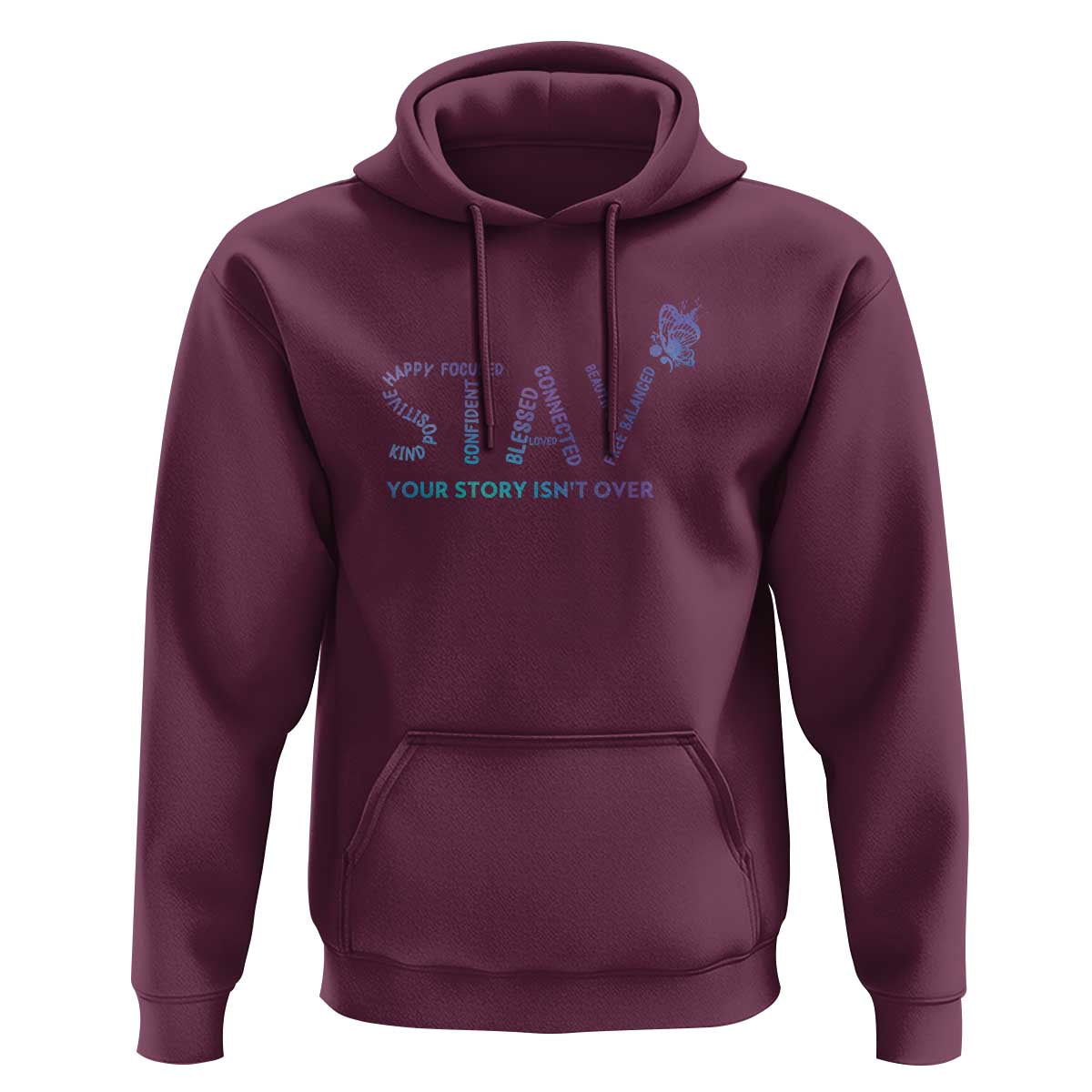 Suicide Prevention Awareness Hoodie Stay Your Story Isn't Over Butterfly Semicolon - Wonder Print Shop
