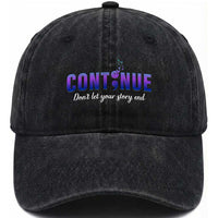 Suicide Prevention Awareness Washed Cotton Baseball Cap Continue Don't Let Your Story End Semicolon Butterflies