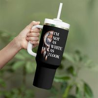 Native Americans Tumbler With Handle I'm Not As White As I Look Vintage Wolf Dreamcatcher - Wonder Print Shop